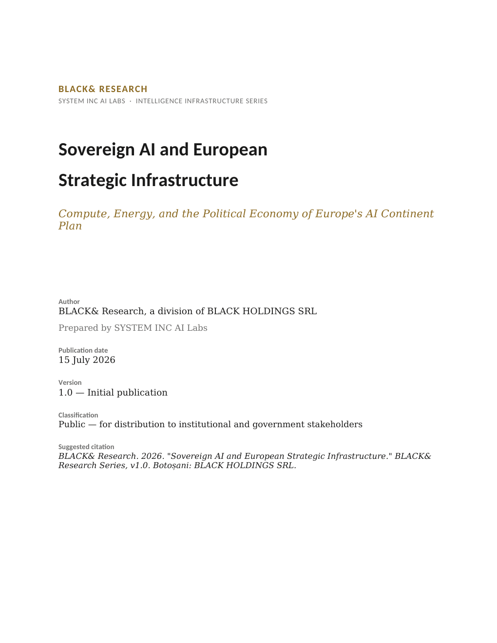 Sovereign AI and European Strategic Infrastructure cover