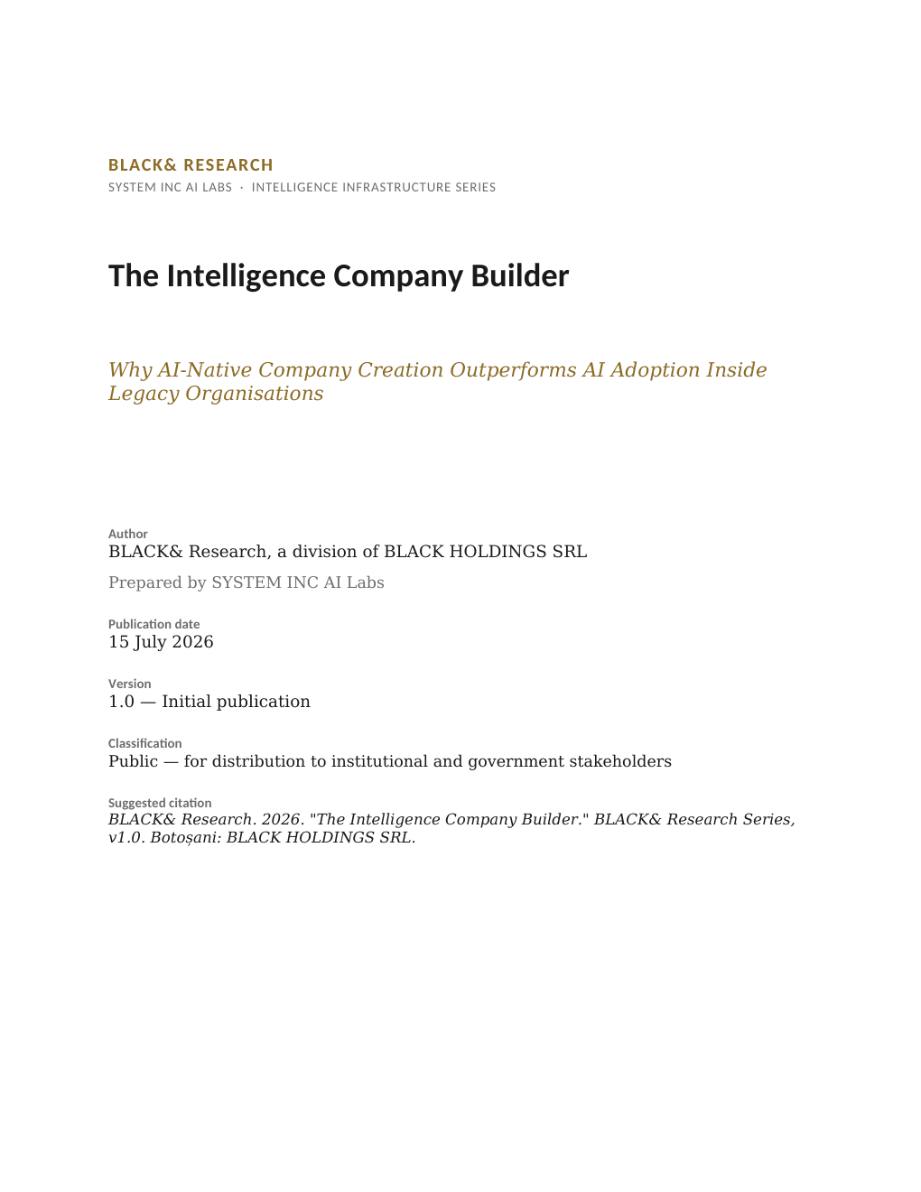 The Intelligence Company Builder cover